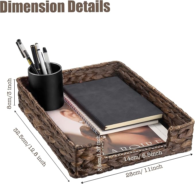 Set of 2 Water Hyacinth Letter Tray - Image 2