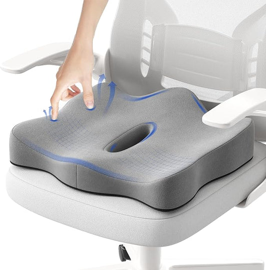 Seat Cushions for Office Chairs - Pressure Relief Seat Cushion - Car Seat Cushions for Pressure Relief, Tailbone Pain, Sciatica & Back Pain Relief for Office Chairs (Grey)-DeskLoop Office