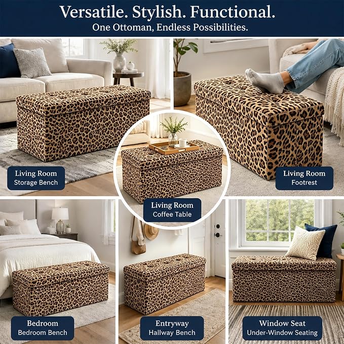 ALASDO 43 Inch Folding Storage Ottoman Bench - Image 6
