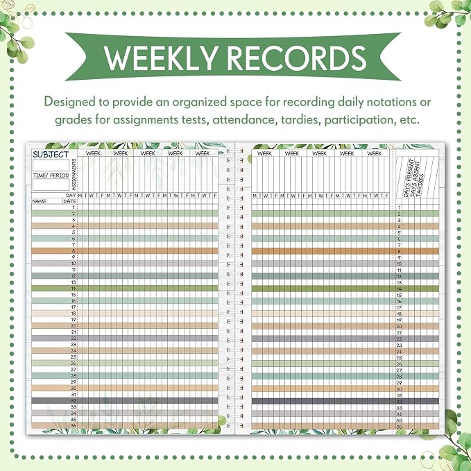 Fuyoooo Teacher Record Book Teacher Grade Books 2026-2027 Spiral Bound Record - Image 6