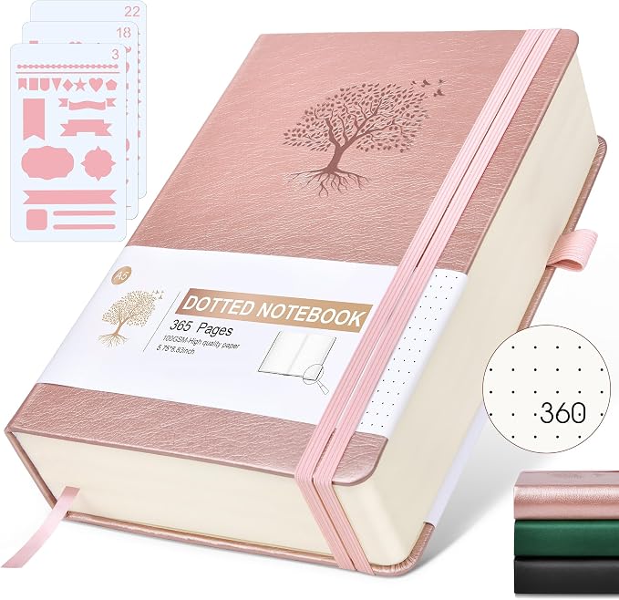 Ansopu Dotted Journal Notebook, 360 Numbered Pages Bullet Journals, 100gsm Dot by Ansopu