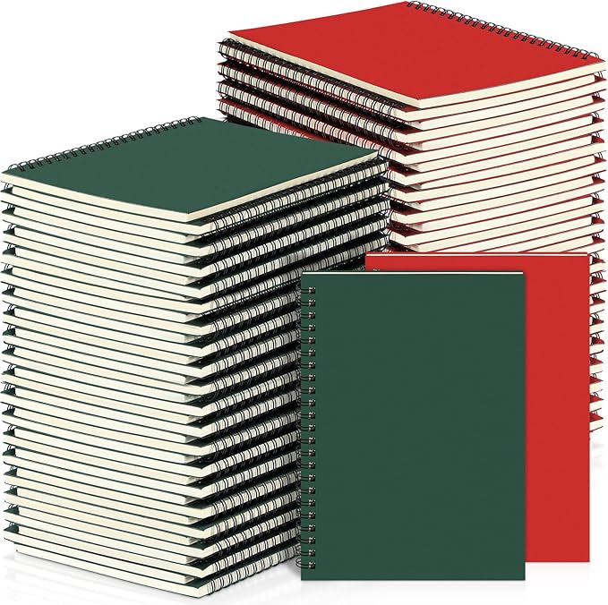 Yahenda 18 Pcs Spiral Notebook Bulk A5 Journal Lined 8.3'' x 5.5'' Writing Composition Paper Small Notepad Subject Notebook for Students Office Business Back to School Supplies (Deep Green,Red)-DeskLoop Office