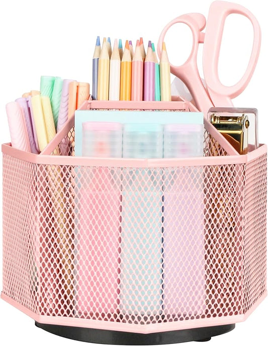 Exerz Desk Organiser/Mesh Desk Tidy Candy/Pen Holder/Multifunctional Organiser 360 Rotating-DeskLoop Office