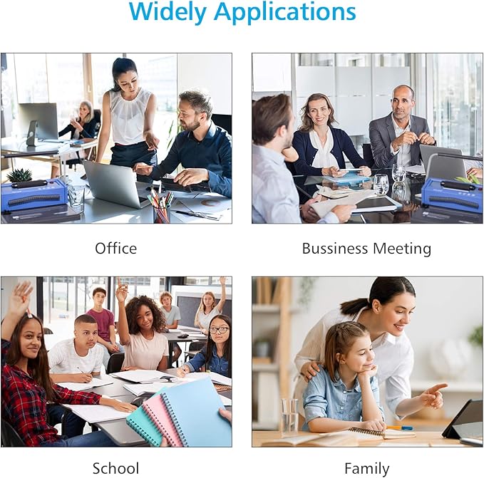 TIANSE Spiral Coil Binding Machine, Manual Book Maker Punch Binder with Electric Coil Inserter, Disengaging pins, Adjustable Side Margin, Comes with 100pcs 5/16'' Plastic Coil Binding Spines & Plier-DeskLoop Office