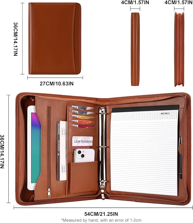 Leathario Portfolio Binder, Includes 10 Sheet Protectors and 3 Notepads - Image 3