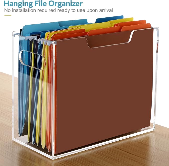 DINGHUO Acrylic File Folder Organizer, Hanging File Organizer Box, File Holder - Image 5