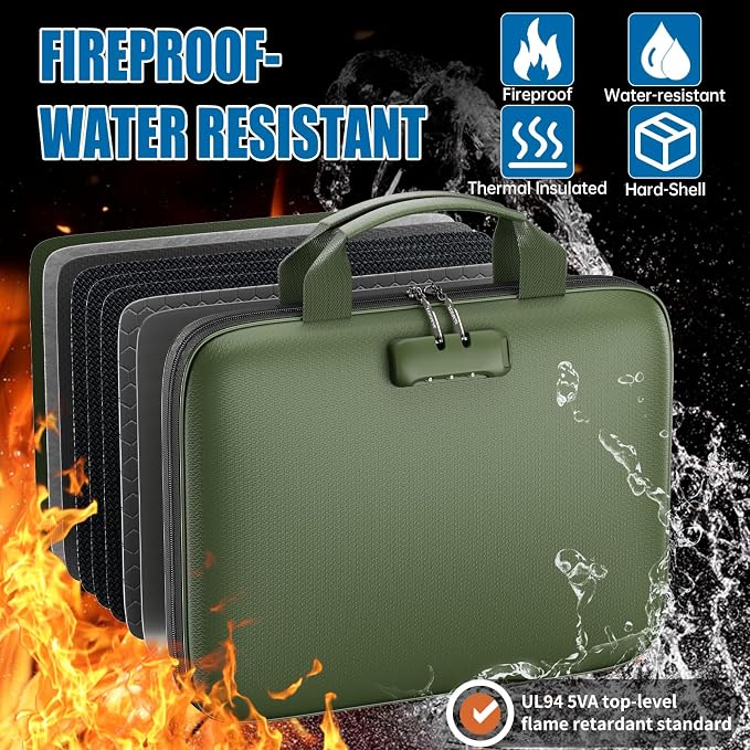 Binder Folders Organizer with 20 Pack Heavyweight Plastic Pockets, Fireproof - Image 2