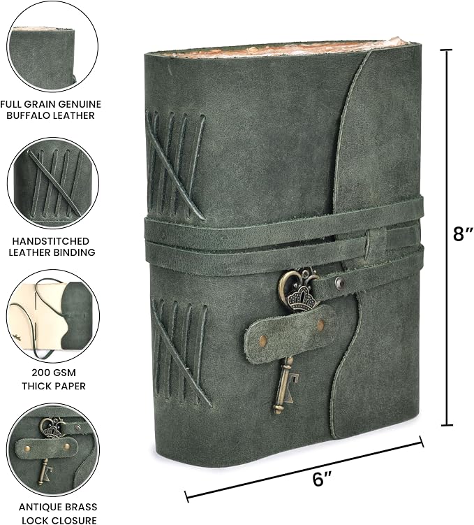 LEATHER VILLAGE Vintage Leather Journal – 200 Handmade Vintage Deckle Edge - Image 5