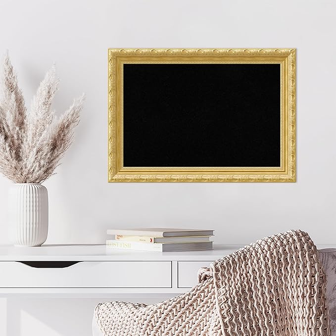 Amanti Art Black Cork Board for Wall, 20x28 Vision Board with Gold Wood Frame, Medium Corkboard Office Decor for Home Organization, Traditional Corkboard Pinboard to Display Items for Home-DeskLoop Office