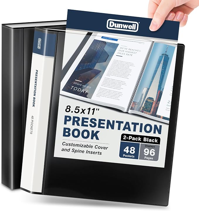 Dunwell Presentation Binder 48-Pocket, Displays 96 Pages, 8.5x11 Portfolio by Dunwell