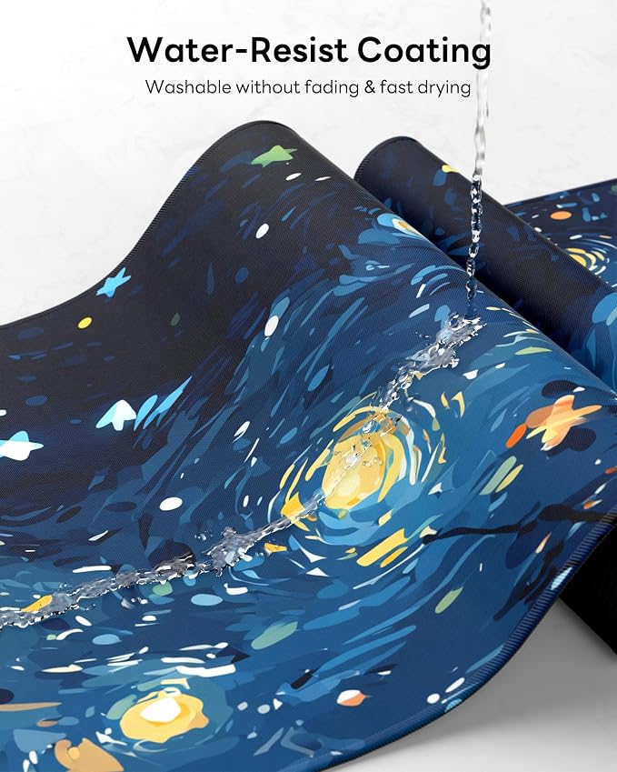 Starry Night Cat Mouse Pad, 31.5 x 11.8 Large Desk Mat - Image 5