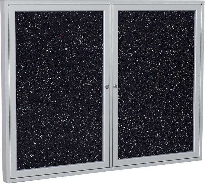 Ghent 36"x60" 2-Door indoor Enclosed Recycled Rubber Bulletin Board, Shatter by Ghent