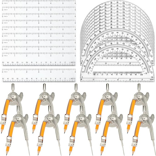40 Pieces Geometry Math Set Compass by MOTOTO