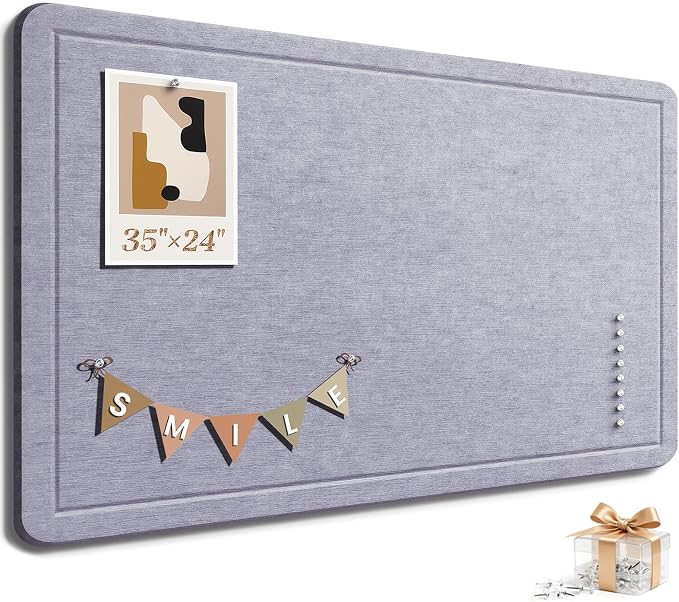 Large Bulletin Board, 35 X 24 Inches Felt Cork Board by Subeauty