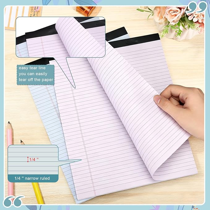 Fuutreo 8 Pcs Legal Pads 8.5 x 11 Colored Note Pads 50 Sheets Per Narrow Ruled - Image 3
