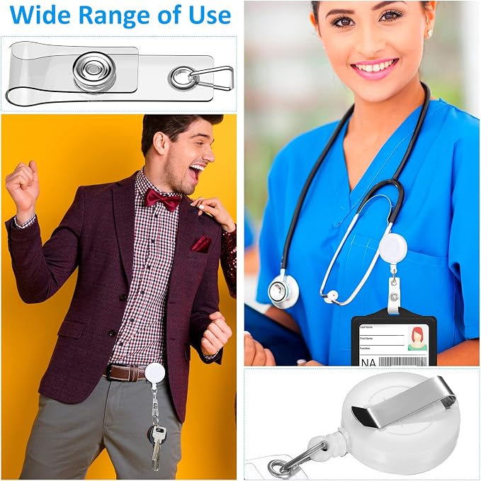 Zonon 100 Pcs Retractable Badge Reel Clips ID Card Holder Reel - Image 3