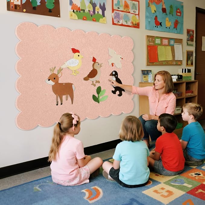 Lightomorrow Scalloped Bulletin Board, 48 x 36 Inches Felt Pin Board - Image 7