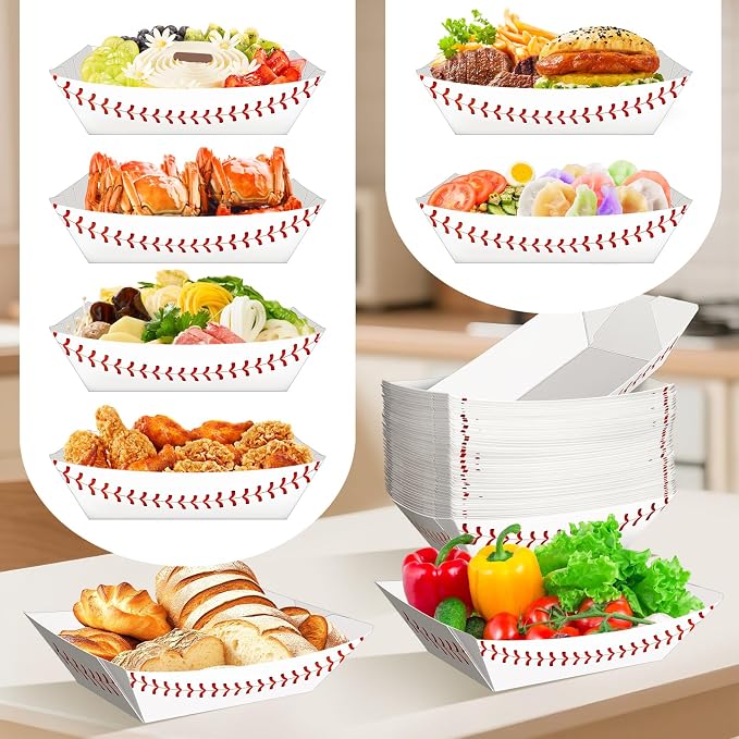 100Pack 5Lb Extra Large Paper Food Boat Trays, Baseball Birthday Decorations - Image 7