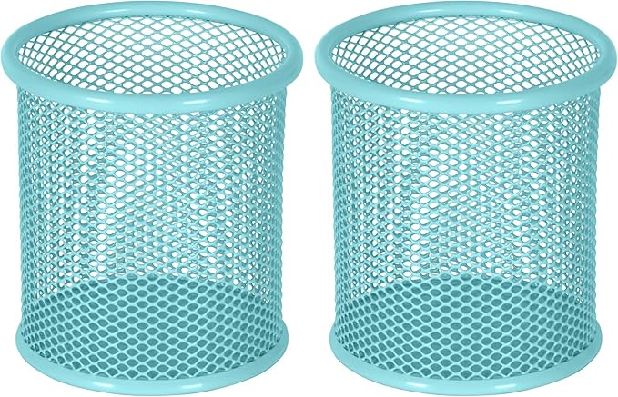 EasyPAG Pencil Holder for Desk, 2 Pack Metal Pen Organizer, Mesh Pencil Cup by EasyPAG