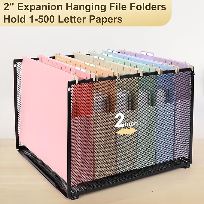 Plastic Hanging File Folders Letter Size, 6 Pack Extra 2 Inch Capacity Hanging - Image 3