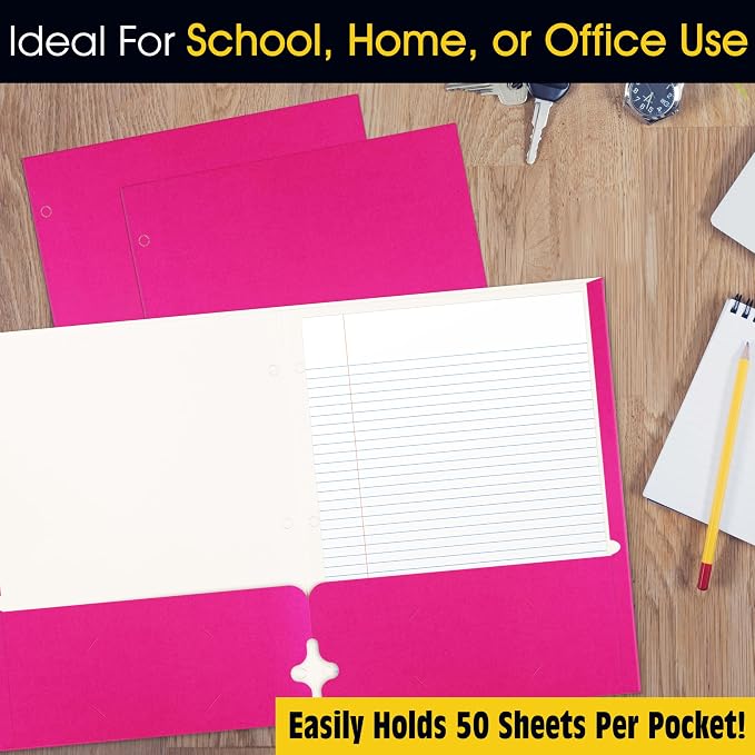 2 Pocket Portfolio Folders, 25 Pack, Trendy Cool Colors, Fits Letter Size Paper - Image 5
