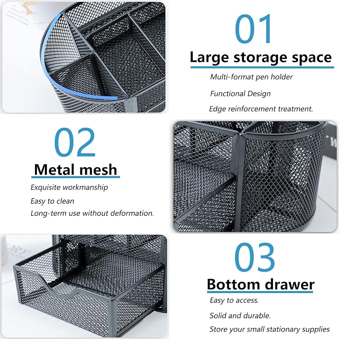 PAKASEPT Desk Organizers, Mesh Desk Organizer Caddy Supplies - Image 5