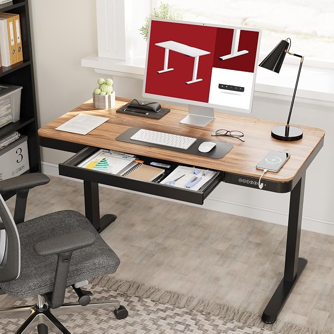 Standing Desk with Drawer, Electric Height Adjustable Home Office Desk with - Image 2