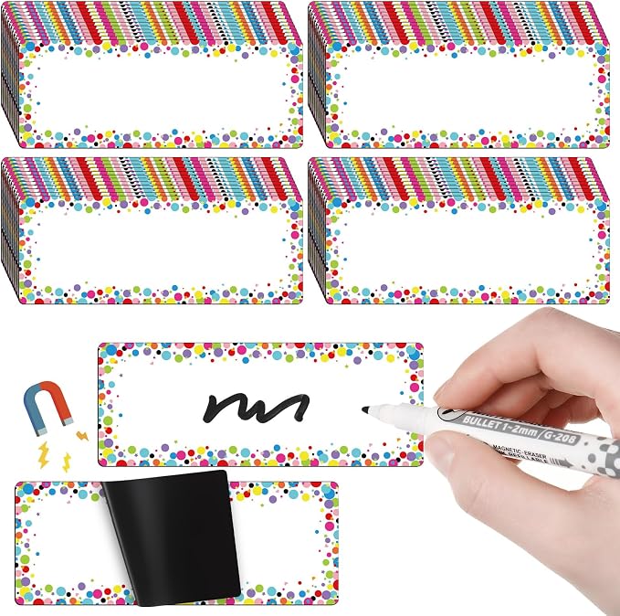 Eaasty 48 Pcs Dry Erase Magnetic Labels Reusable Magnetic Name Tag by Eaasty