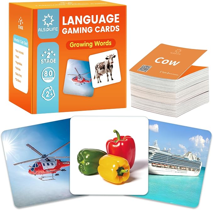 80 Nouns Flash Cards for Toddlers 2-3, Key Vocabulary Flashcards, Sturdy & by ALSOLIFE