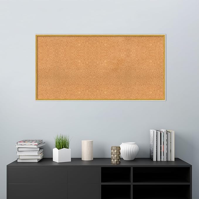 Amanti Art Natural Cork Board for Wall, 25x49 Vision Board with White Frame, Oversize Corkboard Office Decor for Home Organization, Modern Corkboard Pinboard to Display Items for Home Organization in-DeskLoop Office