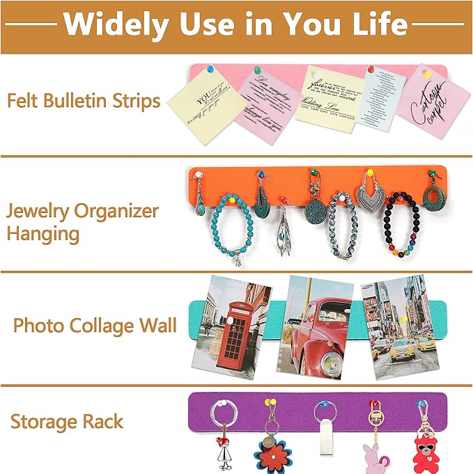 5 Pack Felt Pin Board Bar Strips Bulletin Board - Image 3