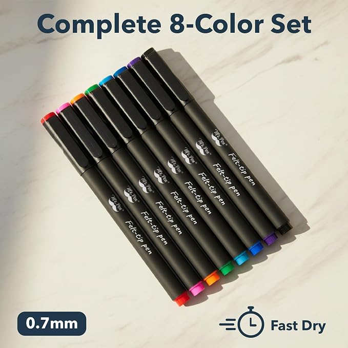 Mr. Pen- Felt Tip Pens, 8 Pack, Fast Dry | Fine Felt Tip Pens - Image 2