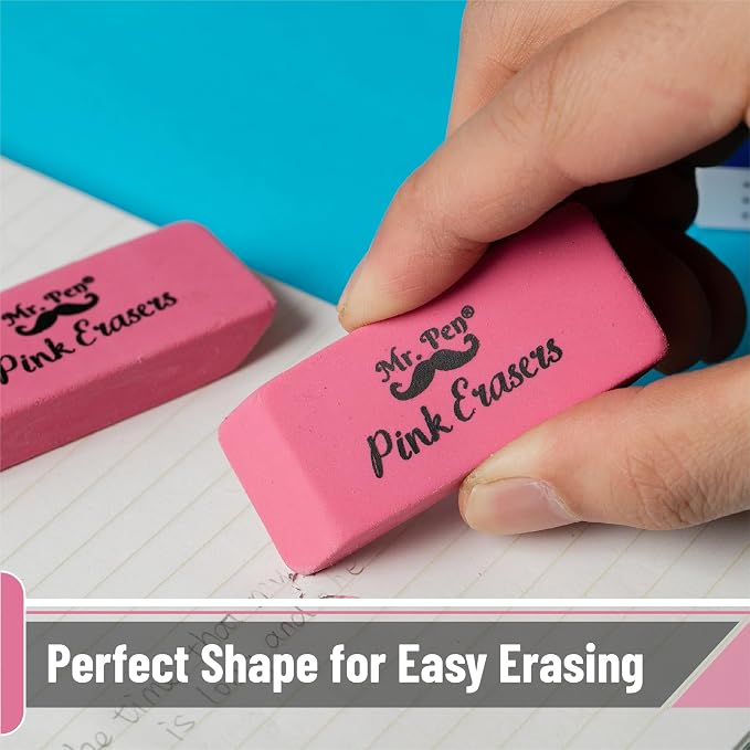 Mr. Pen- Pink Pencil Eraser, 100 Pack, Large Latex Free Block Erasers - Image 6