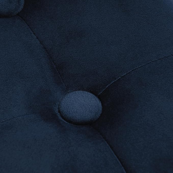 HomePop by Kinfine Fabric Upholstered Round Storage Ottoman - Velvet Button Tufted Ottoman with Removable Lid, Navy Blue-DeskLoop Office
