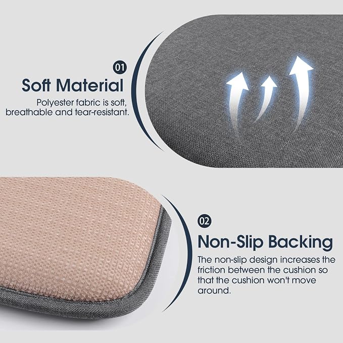 TushGuard Chair Cushions, 4 Pack Memory Foam Chair Pads, Thin Seat Cushion - Image 2