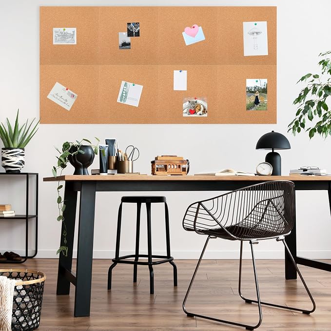 Crtiin 12 Pcs Cork Board Tiles Bulletin Boards 12"x12" 1/4" Thick Square - Image 7