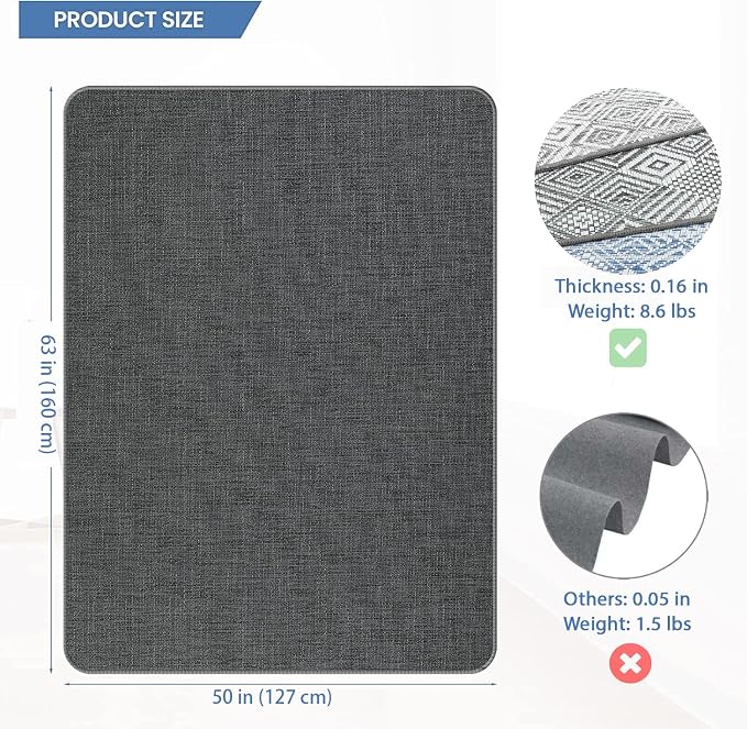 Chair Mat for Hardwood Floor, Large Anti-Slip Hard Floor Protector Rolling - Image 2