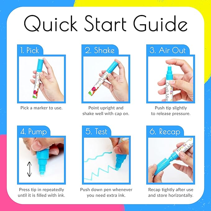 10 Liquid Chalk Markers for Blackboard, Window, Chalkboard, Glass, Car, Mirror, Wall Calendar (10 pack, 6mm Reversible Tip) | Chalk Pens for Dry Erase Board, Chalkboard Markers Erasable