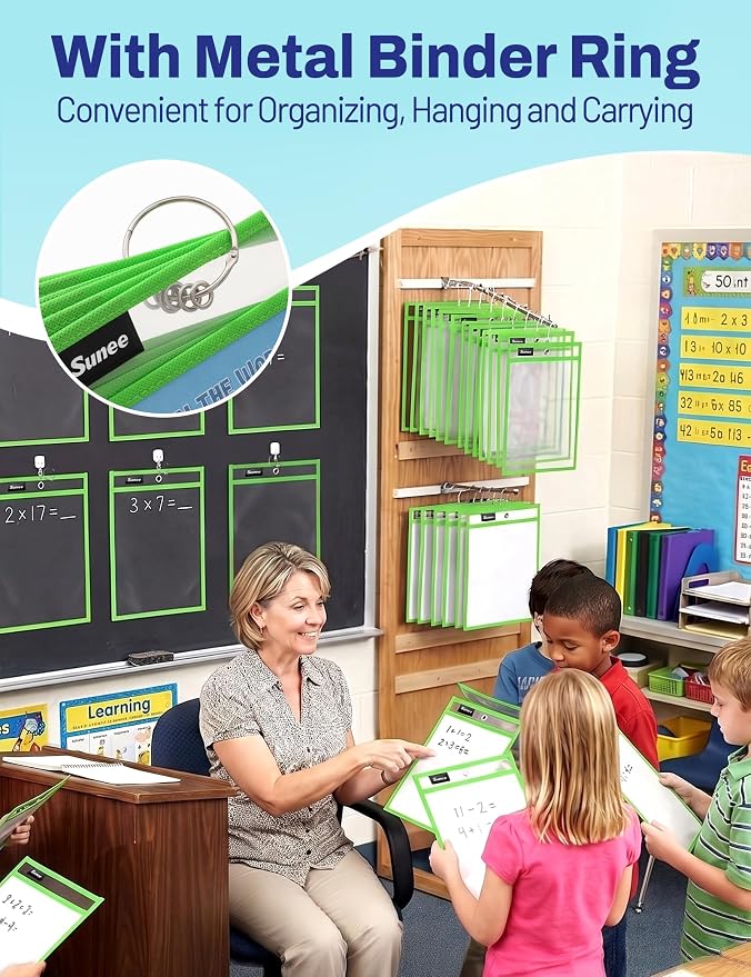 SUNEE 6 Packs Oversized Reusable Dry Erase Pocket Sleeves - Image 6