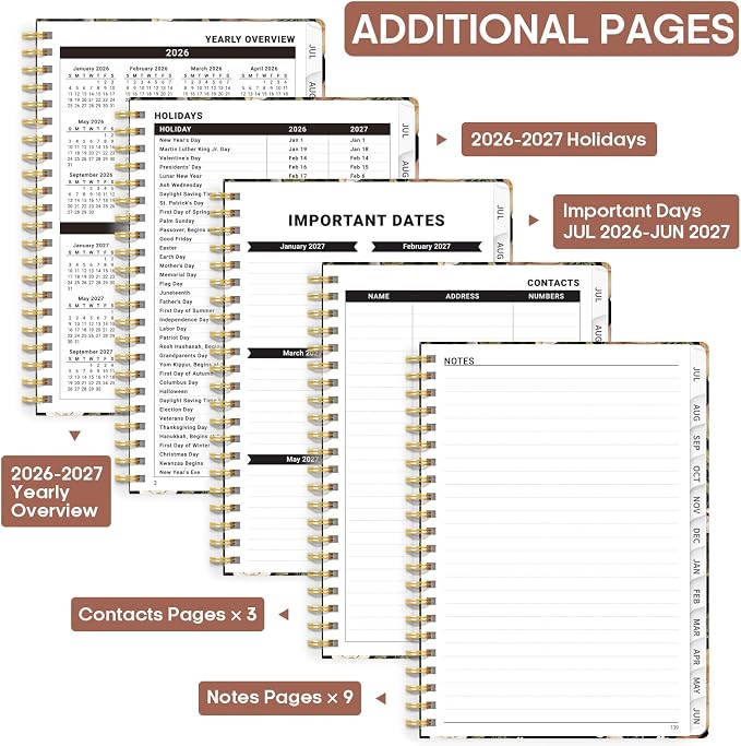 Academic Planner 2026-2027, Weekly and Monthly Calendar Book, July 2026 – June - Image 4