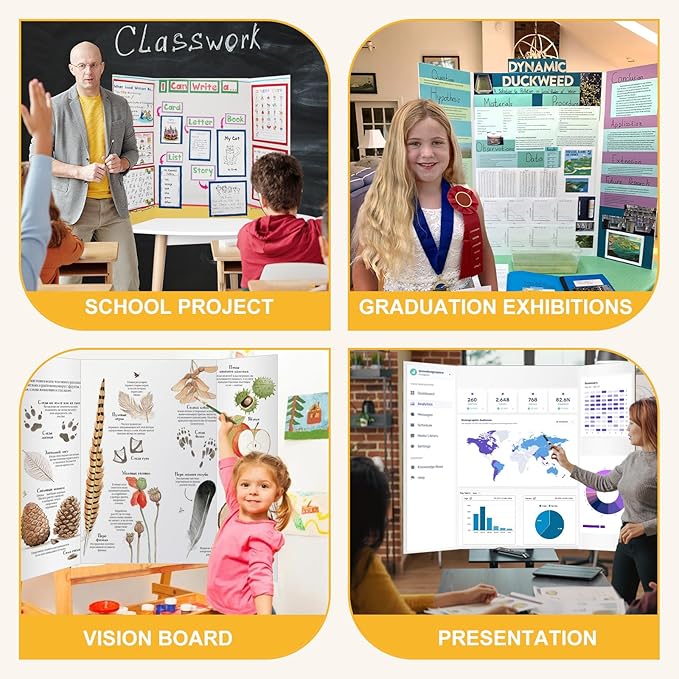Trifold Poster Board 36"x48", White Extra Large Corrugated Display Board Foldable Board for School Projects, Science Fair, Business Presentations, Photo Displays, Graduation Exhibitions- 2 Pack-DeskLoop Office