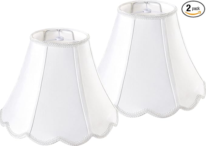 GOSO Bell Lamp Shades Set of 2 Medium Off White, Scalloped Lamp Shade by GOSO