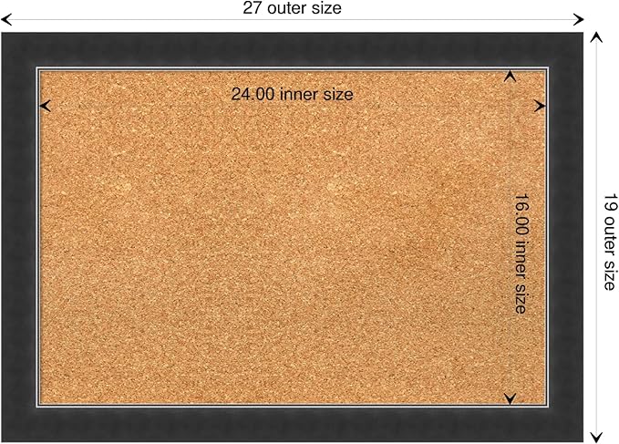 Amanti Art Natural Cork Board for Wall, 19x27 Vision Board with Black Wood Frame, Medium Corkboard Office Decor for Home Organization, Modern Contemporary Corkboard Pinboard to display items for home-DeskLoop Office