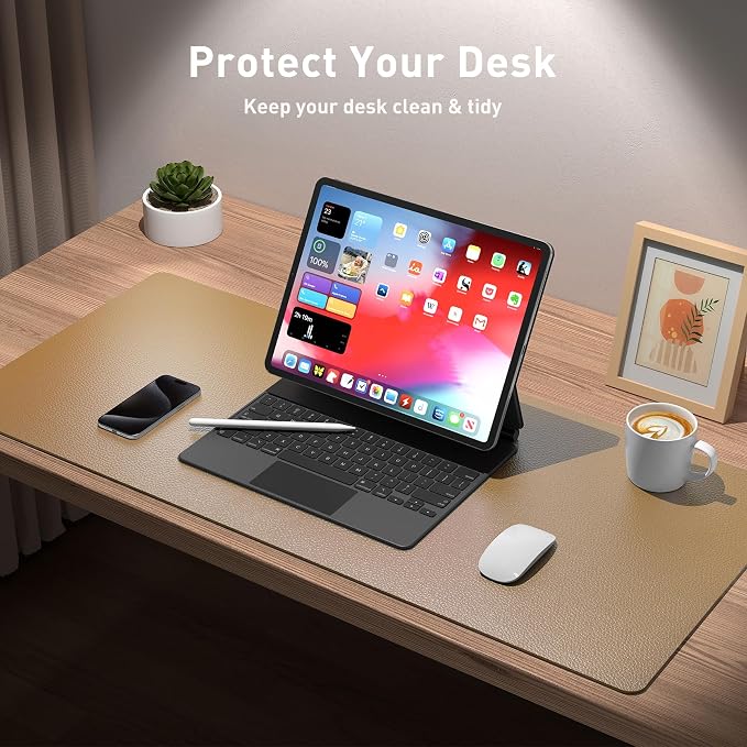 Aothia Faux Leather Desk Mat for Keyboard & Mouse | Large desk mat for keyboard - Image 4