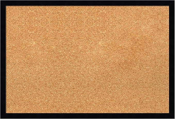 Amanti Art Natural Cork Board for Wall, 17x25 Vision Board with Black Wood Frame, Medium Corkboard Office Decor for Home Organization, Modern Contemporary Corkboard Pinboard to display items for home-DeskLoop Office