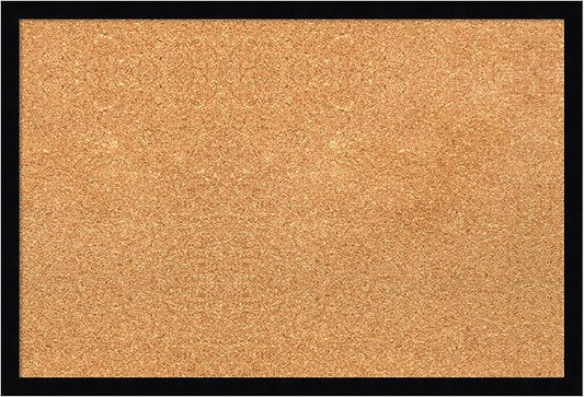 Amanti Art Natural Cork Board for Wall, 17x25 Vision Board with Black Wood Frame, Medium Corkboard Office Decor for Home Organization, Modern Contemporary Corkboard Pinboard to display items for home-DeskLoop Office