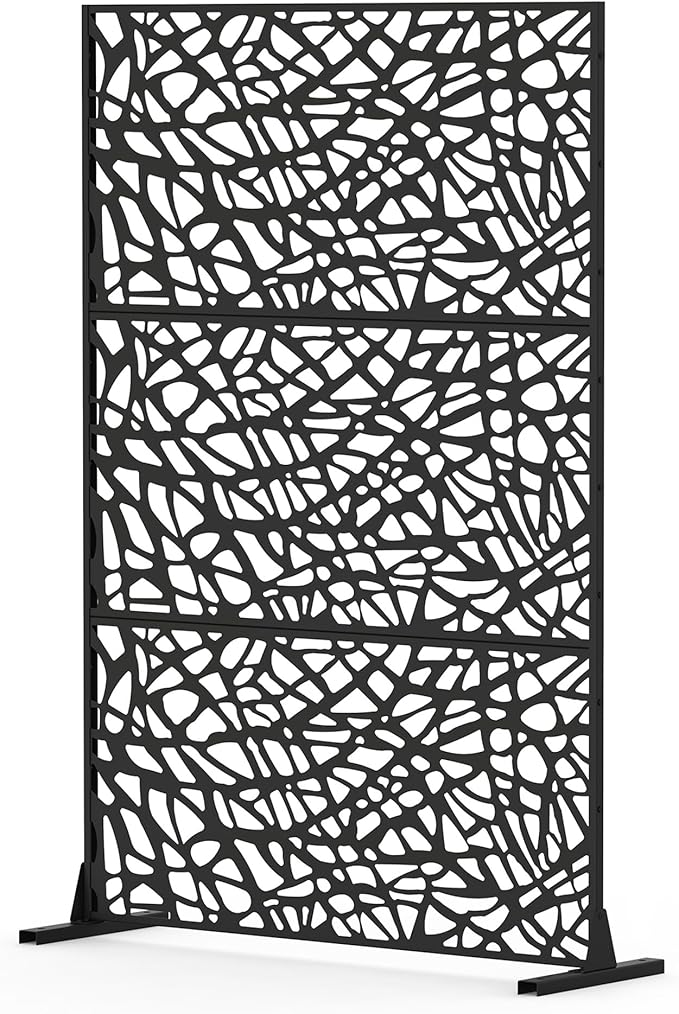 NicBex Room Divider 1 Panel Room Dividers with Mesh Shape Design Partition Room Dividers and Metal Privacy Screens Wall Divider for Outdoor, Room Separation,48.31" W x 15.75" D x 70.75" H, Black-DeskLoop Office