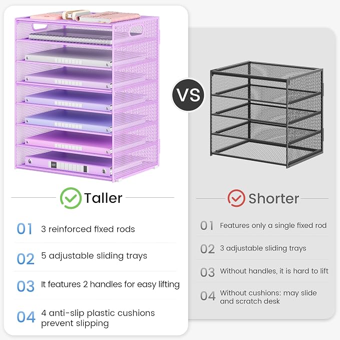 Lavatino 8-Tier Office Desk File Organizer, Letter Tray Paper Organizer - Image 6
