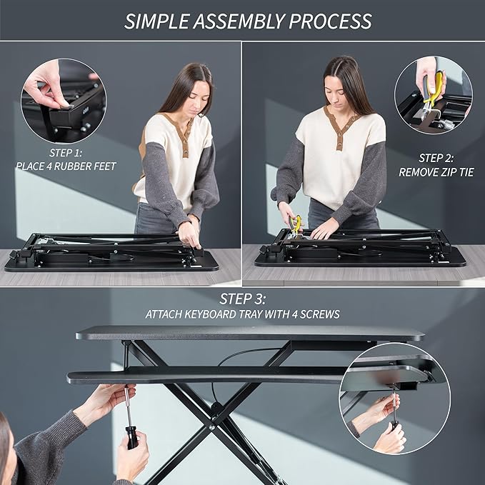 VIVO 32 inch Desk Converter, K Series, Height Adjustable Sit to Stand Riser - Image 7