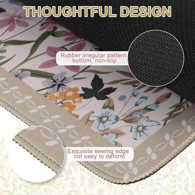 iCasso Floral Desk Mat for Keyboard and Mouse, Cute Gaming Mouse Pad XXL - Image 3